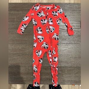 Posh Peanut Bamboo Disney Red Minnie & Mickey Print Kids Baby Footie